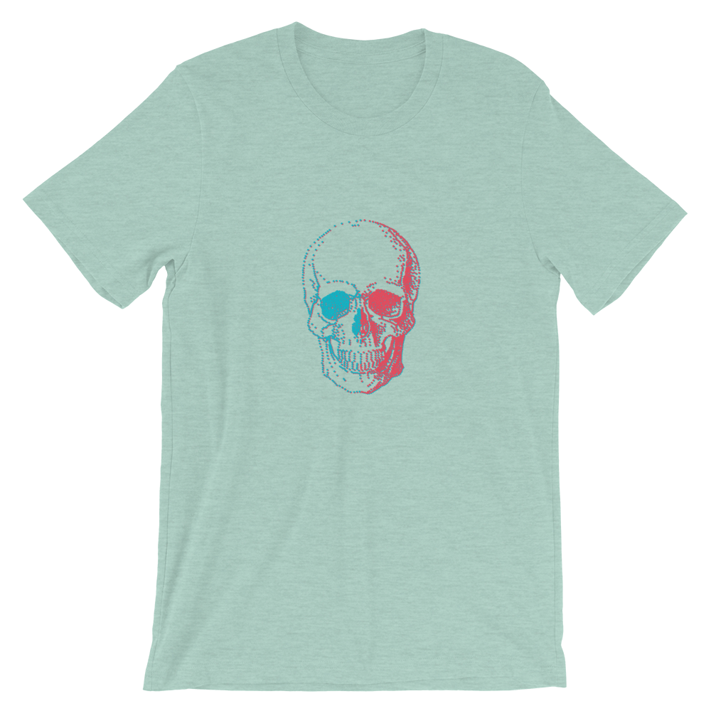 3D Skull Unisex T-Shirt, Collection Jolly Roger-Heather Prism Dusty Blue-S-Tamed Winds-tshirt-shop-and-sailing-blog-www-tamedwinds-com