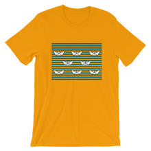 8 Paper Boats Unisex T-Shirt, Collection Origami Boat-Gold-S-Tamed Winds-tshirt-shop-and-sailing-blog-www-tamedwinds-com