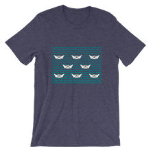 8 Paper Boats Unisex T-Shirt, Collection Origami Boat-Heather Midnight Navy-S-Tamed Winds-tshirt-shop-and-sailing-blog-www-tamedwinds-com