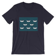 8 Paper Boats Unisex T-Shirt, Collection Origami Boat-Navy-S-Tamed Winds-tshirt-shop-and-sailing-blog-www-tamedwinds-com