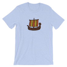 Ancient Greek Odysseus Ship Unisex T-Shirt, Collection Ships & Boats-Heather Blue-S-Tamed Winds-tshirt-shop-and-sailing-blog-www-tamedwinds-com