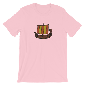 Ancient Greek Odysseus Ship Unisex T-Shirt, Collection Ships & Boats-Pink-S-Tamed Winds-tshirt-shop-and-sailing-blog-www-tamedwinds-com