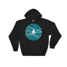 Blue Stormy Big Dipper Unisex Hooded Sweatshirt, Collection Fjaka-Black-S-Tamed Winds-tshirt-shop-and-sailing-blog-www-tamedwinds-com