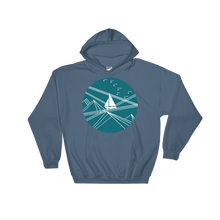 Blue Stormy Big Dipper Unisex Hooded Sweatshirt, Collection Fjaka-Indigo Blue-S-Tamed Winds-tshirt-shop-and-sailing-blog-www-tamedwinds-com