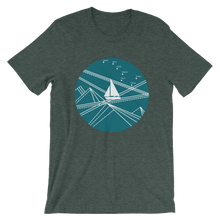Blue Stormy Big Dipper Unisex T-Shirt, Collection Fjaka-Heather Forest-S-Tamed Winds-tshirt-shop-and-sailing-blog-www-tamedwinds-com