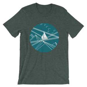 Blue Stormy Big Dipper Unisex T-Shirt, Collection Fjaka-Heather Forest-S-Tamed Winds-tshirt-shop-and-sailing-blog-www-tamedwinds-com