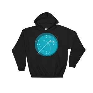 Compass Unisex Hooded Sweatshirt, Collection Fjaka-Black-S-Tamed Winds-tshirt-shop-and-sailing-blog-www-tamedwinds-com