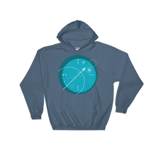 Compass Unisex Hooded Sweatshirt, Collection Fjaka-Indigo Blue-S-Tamed Winds-tshirt-shop-and-sailing-blog-www-tamedwinds-com