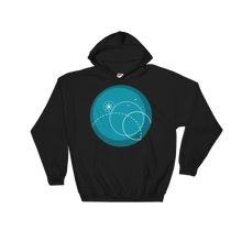 Deep Blue Unisex Hooded Sweatshirt, Collection Fjaka-Black-S-Tamed Winds-tshirt-shop-and-sailing-blog-www-tamedwinds-com