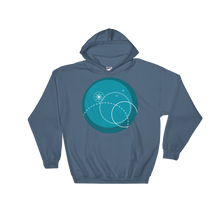 Deep Blue Unisex Hooded Sweatshirt, Collection Fjaka-Indigo Blue-S-Tamed Winds-tshirt-shop-and-sailing-blog-www-tamedwinds-com