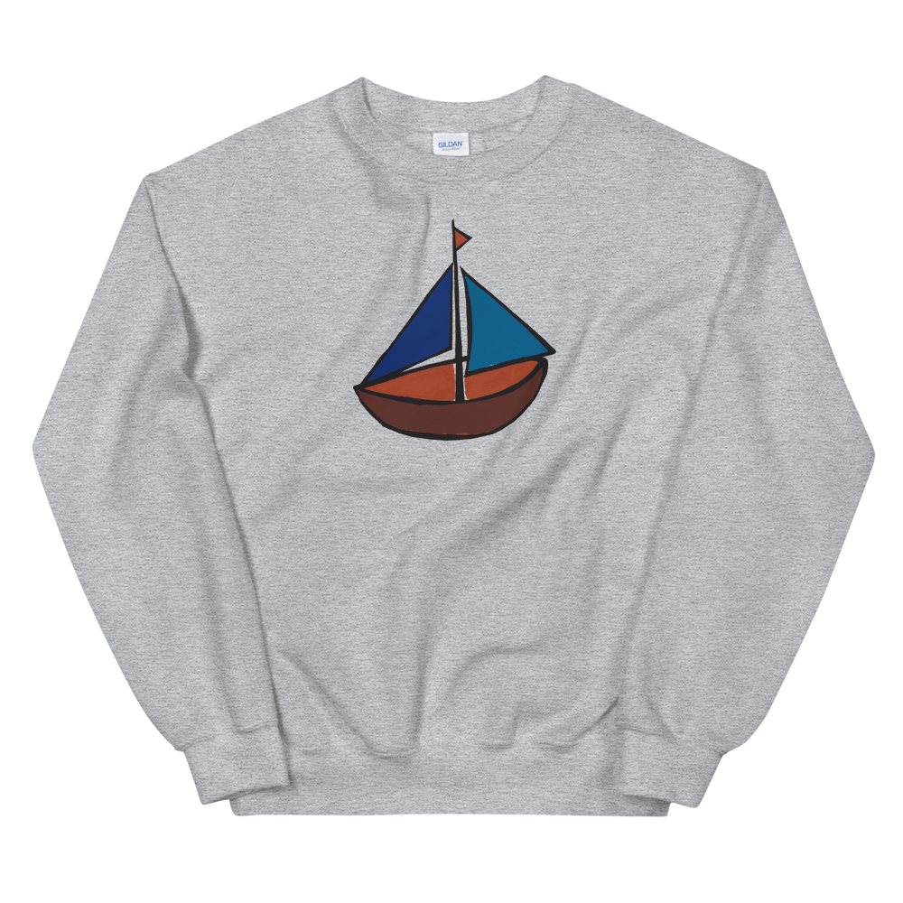 Dinghy Unisex Crewneck Sweatshirt, Collection Ships & Boats-Sport Grey-S-Tamed Winds-tshirt-shop-and-sailing-blog-www-tamedwinds-com