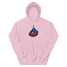 Dinghy Unisex Hooded Sweatshirt, Collection Ships & Boats-Light Pink-S-Tamed Winds-tshirt-shop-and-sailing-blog-www-tamedwinds-com