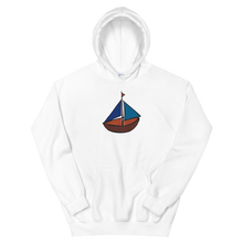 Dinghy Unisex Hooded Sweatshirt, Collection Ships & Boats-White-S-Tamed Winds-tshirt-shop-and-sailing-blog-www-tamedwinds-com