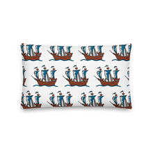 Explorer’s Caravele Flagship Decorative Pillow, Collection Ships & Boats-Tamed Winds-tshirt-shop-and-sailing-blog-www-tamedwinds-com