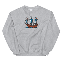 Explorer’s Caravele Flagship Unisex Crewneck Sweatshirt, Collection Ships & Boats-Sport Grey-S-Tamed Winds-tshirt-shop-and-sailing-blog-www-tamedwinds-com