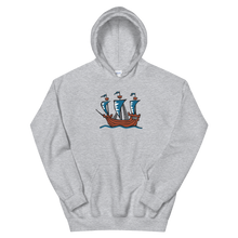 Explorer’s Caravele Flagship Unisex Hooded Sweatshirt, Collection Ships & Boats-Sport Grey-S-Tamed Winds-tshirt-shop-and-sailing-blog-www-tamedwinds-com