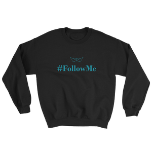 Follow Me Unisex Crewneck Sweatshirt, Collection Origami Boat-Black-S-Tamed Winds-tshirt-shop-and-sailing-blog-www-tamedwinds-com