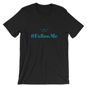 Follow Me Unisex T-Shirt, Collection Origami Boat-Black-S-Tamed Winds-tshirt-shop-and-sailing-blog-www-tamedwinds-com
