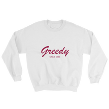 Greedy Unisex Crewneck Sweatshirt, Collection Nicknames-White-S-Tamed Winds-tshirt-shop-and-sailing-blog-www-tamedwinds-com