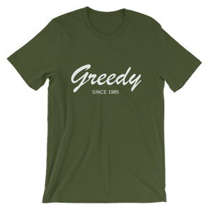 Greedy Unisex T-Shirt, Collection Nicknames-Olive-S-Tamed Winds-tshirt-shop-and-sailing-blog-www-tamedwinds-com