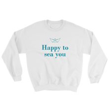 Happy To Sea You Unisex Crewneck Sweatshirt, Collection Origami Boat-White-S-Tamed Winds-tshirt-shop-and-sailing-blog-www-tamedwinds-com