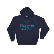 Happy To Sea You Unisex Hooded Sweatshirt, Collection Origami Boat-Navy-S-Tamed Winds-tshirt-shop-and-sailing-blog-www-tamedwinds-com