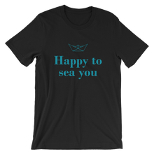 Happy To Sea You Unisex T-Shirt, Collection Origami Boat-Black-S-Tamed Winds-tshirt-shop-and-sailing-blog-www-tamedwinds-com