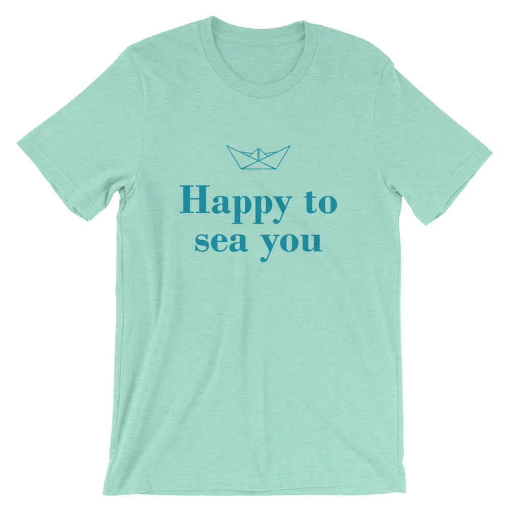 Happy To Sea You Unisex T-Shirt, Collection Origami Boat-Heather Mint-S-Tamed Winds-tshirt-shop-and-sailing-blog-www-tamedwinds-com