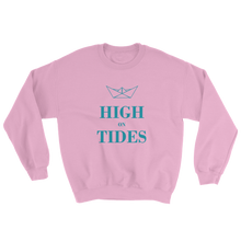 High On Tides Unisex Crewneck Sweatshirt, Collection Origami Boat-Light Pink-S-Tamed Winds-tshirt-shop-and-sailing-blog-www-tamedwinds-com