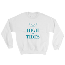 High On Tides Unisex Crewneck Sweatshirt, Collection Origami Boat-White-S-Tamed Winds-tshirt-shop-and-sailing-blog-www-tamedwinds-com