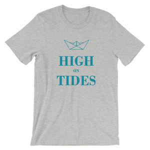 High On Tides Unisex T-Shirt, Collection Origami Boat-Athletic Heather-S-Tamed Winds-tshirt-shop-and-sailing-blog-www-tamedwinds-com