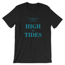 High On Tides Unisex T-Shirt, Collection Origami Boat-Black-S-Tamed Winds-tshirt-shop-and-sailing-blog-www-tamedwinds-com