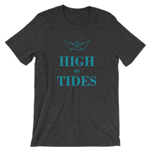 High On Tides Unisex T-Shirt, Collection Origami Boat-Dark Grey Heather-S-Tamed Winds-tshirt-shop-and-sailing-blog-www-tamedwinds-com
