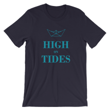 High On Tides Unisex T-Shirt, Collection Origami Boat-Navy-S-Tamed Winds-tshirt-shop-and-sailing-blog-www-tamedwinds-com