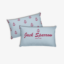 Jack Sparrow Light Grayish Blue Decorative Pillow, Collection Pirate Tales-Tamed Winds-tshirt-shop-and-sailing-blog-www-tamedwinds-com