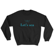 Let’s Sea Unisex Crewneck Sweatshirt, Collection Origami Boat-Black-S-Tamed Winds-tshirt-shop-and-sailing-blog-www-tamedwinds-com