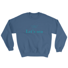 Let’s Sea Unisex Crewneck Sweatshirt, Collection Origami Boat-Indigo Blue-S-Tamed Winds-tshirt-shop-and-sailing-blog-www-tamedwinds-com