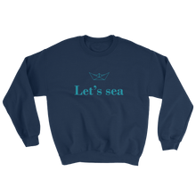 Let’s Sea Unisex Crewneck Sweatshirt, Collection Origami Boat-Navy-S-Tamed Winds-tshirt-shop-and-sailing-blog-www-tamedwinds-com