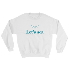 Let’s Sea Unisex Crewneck Sweatshirt, Collection Origami Boat-White-S-Tamed Winds-tshirt-shop-and-sailing-blog-www-tamedwinds-com