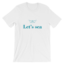 Let’s Sea Unisex T-Shirt, Collection Origami Boat-White-S-Tamed Winds-tshirt-shop-and-sailing-blog-www-tamedwinds-com