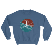 Lighthouse Unisex Crewneck Sweatshirt, Collection Fjaka-Indigo Blue-S-Tamed Winds-tshirt-shop-and-sailing-blog-www-tamedwinds-com
