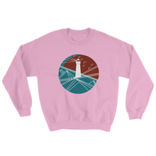 Lighthouse Unisex Crewneck Sweatshirt, Collection Fjaka-Light Pink-S-Tamed Winds-tshirt-shop-and-sailing-blog-www-tamedwinds-com