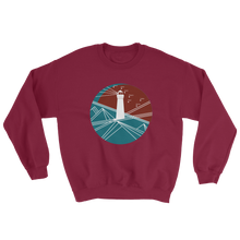 Lighthouse Unisex Crewneck Sweatshirt, Collection Fjaka-Maroon-S-Tamed Winds-tshirt-shop-and-sailing-blog-www-tamedwinds-com
