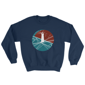 Lighthouse Unisex Crewneck Sweatshirt, Collection Fjaka-Navy-S-Tamed Winds-tshirt-shop-and-sailing-blog-www-tamedwinds-com