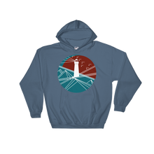 Lighthouse Unisex Hooded Sweatshirt, Collection Fjaka-Indigo Blue-S-Tamed Winds-tshirt-shop-and-sailing-blog-www-tamedwinds-com