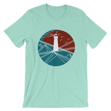 Lighthouse Unisex T-Shirt, Collection Fjaka-Heather Mint-S-Tamed Winds-tshirt-shop-and-sailing-blog-www-tamedwinds-com