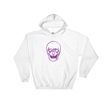 Neon Skull Unisex Hooded Sweatshirt, Collection Jolly Roger-White-S-Tamed Winds-tshirt-shop-and-sailing-blog-www-tamedwinds-com