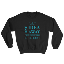 One Idea Away Unisex Crewneck Sweatshirt, Collection Origami Boat-Black-S-Tamed Winds-tshirt-shop-and-sailing-blog-www-tamedwinds-com