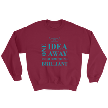 One Idea Away Unisex Crewneck Sweatshirt, Collection Origami Boat-Maroon-S-Tamed Winds-tshirt-shop-and-sailing-blog-www-tamedwinds-com
