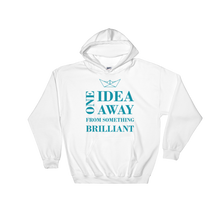 One Idea Away Unisex Hooded Sweatshirt, Collection Origami Boat-White-S-Tamed Winds-tshirt-shop-and-sailing-blog-www-tamedwinds-com